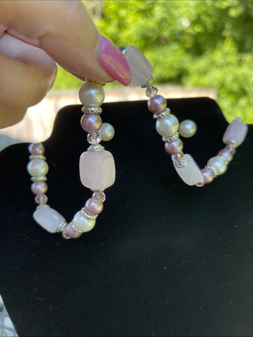 Pink Pearl and Cream Bead Necklace with Matching Pearls